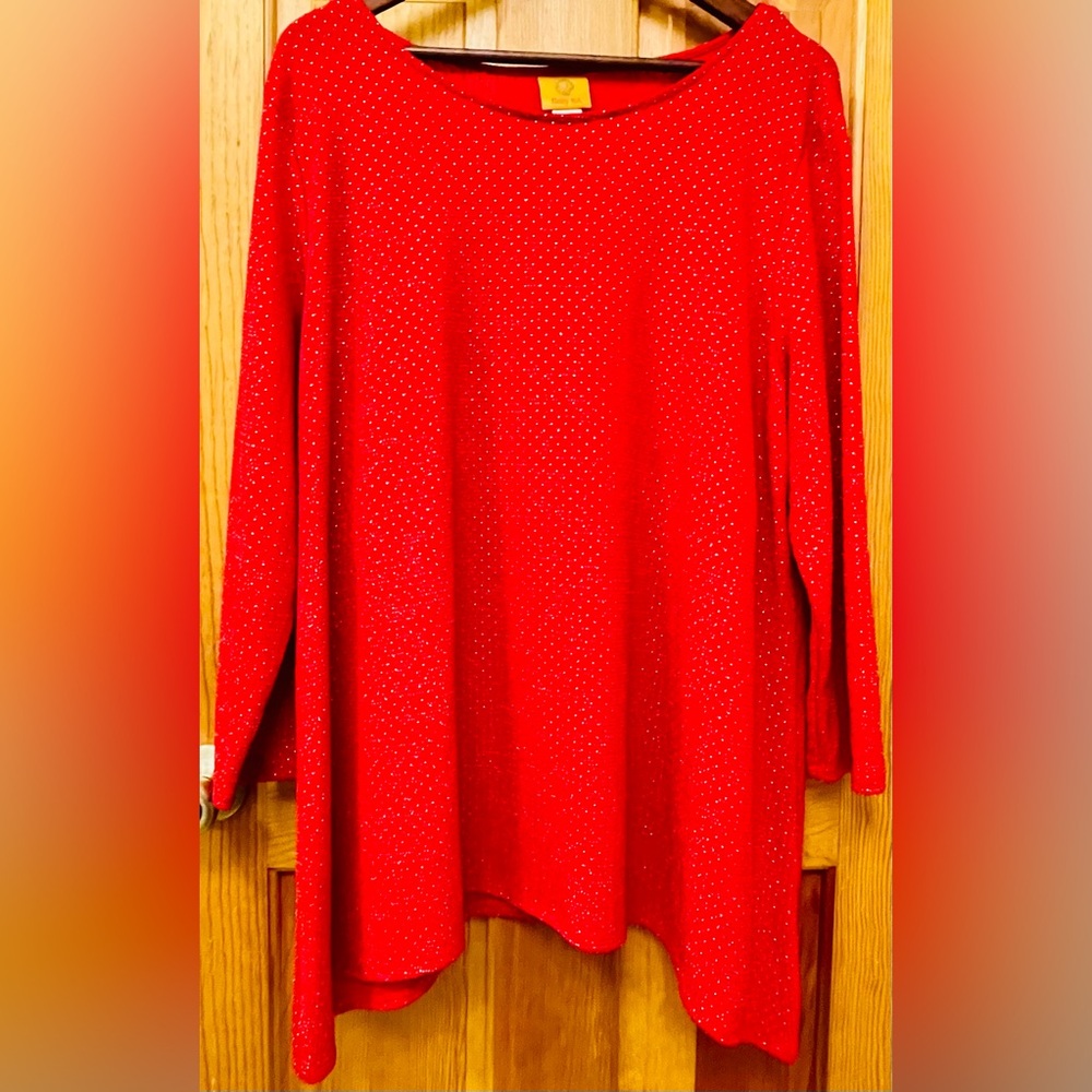 Women’s “Ruby Rd.” Shark Bite Tunic Top w/ Mini Silver Studs